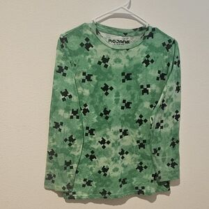 Green Kids Shirt with Black Pattern